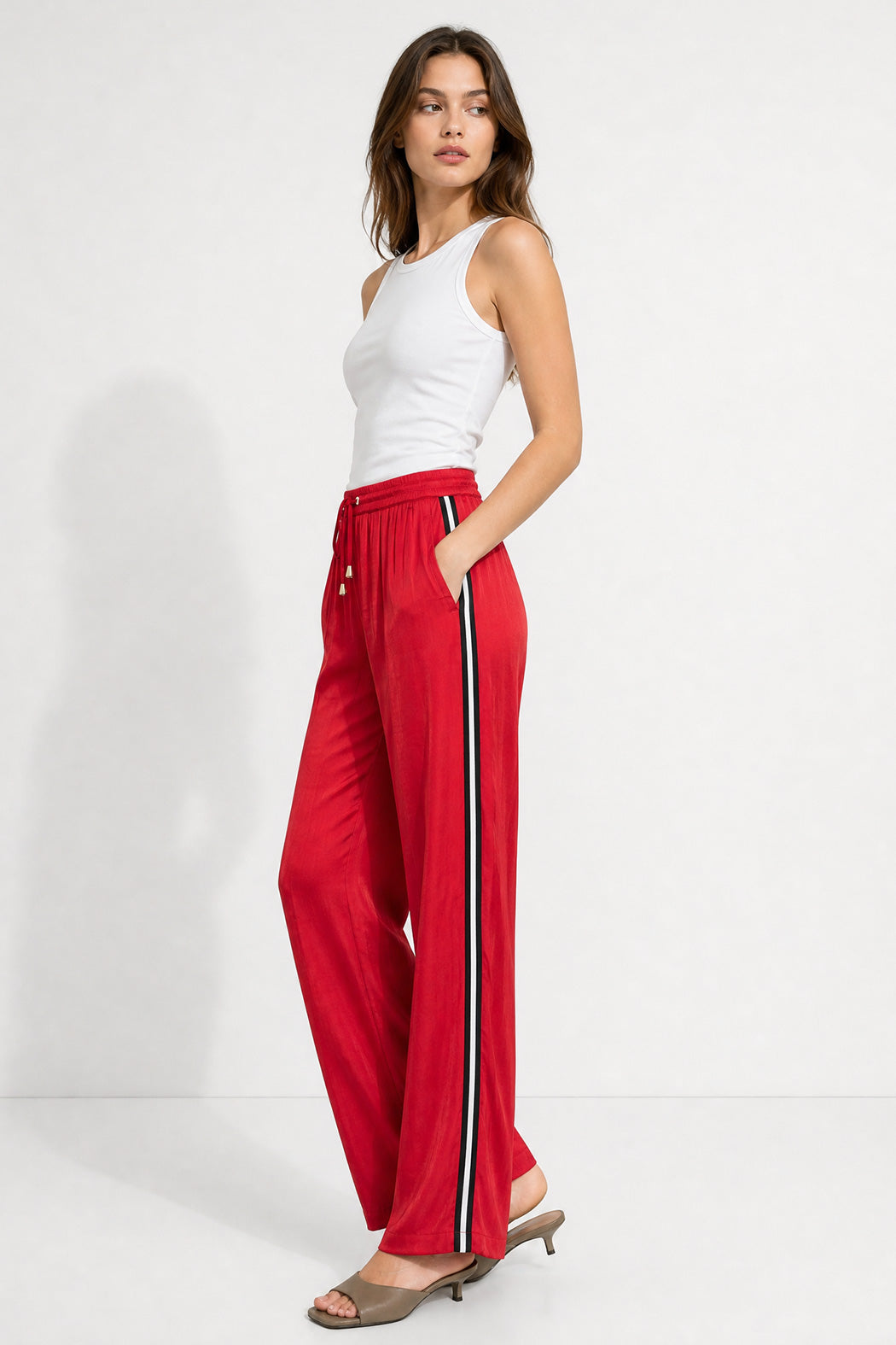 Red Glow Pintuck Drawstring Pant