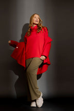 Red Cowl Neck Jumper Red S/M