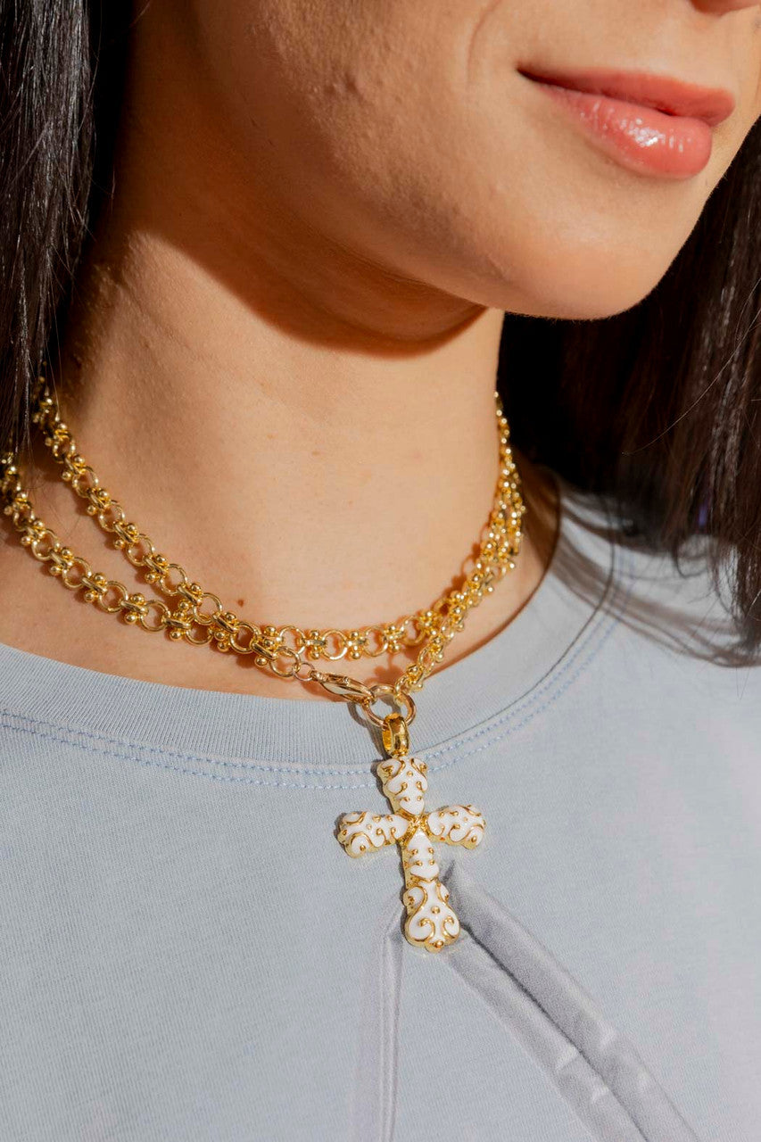 Enamel Filigree Cross Necklace S