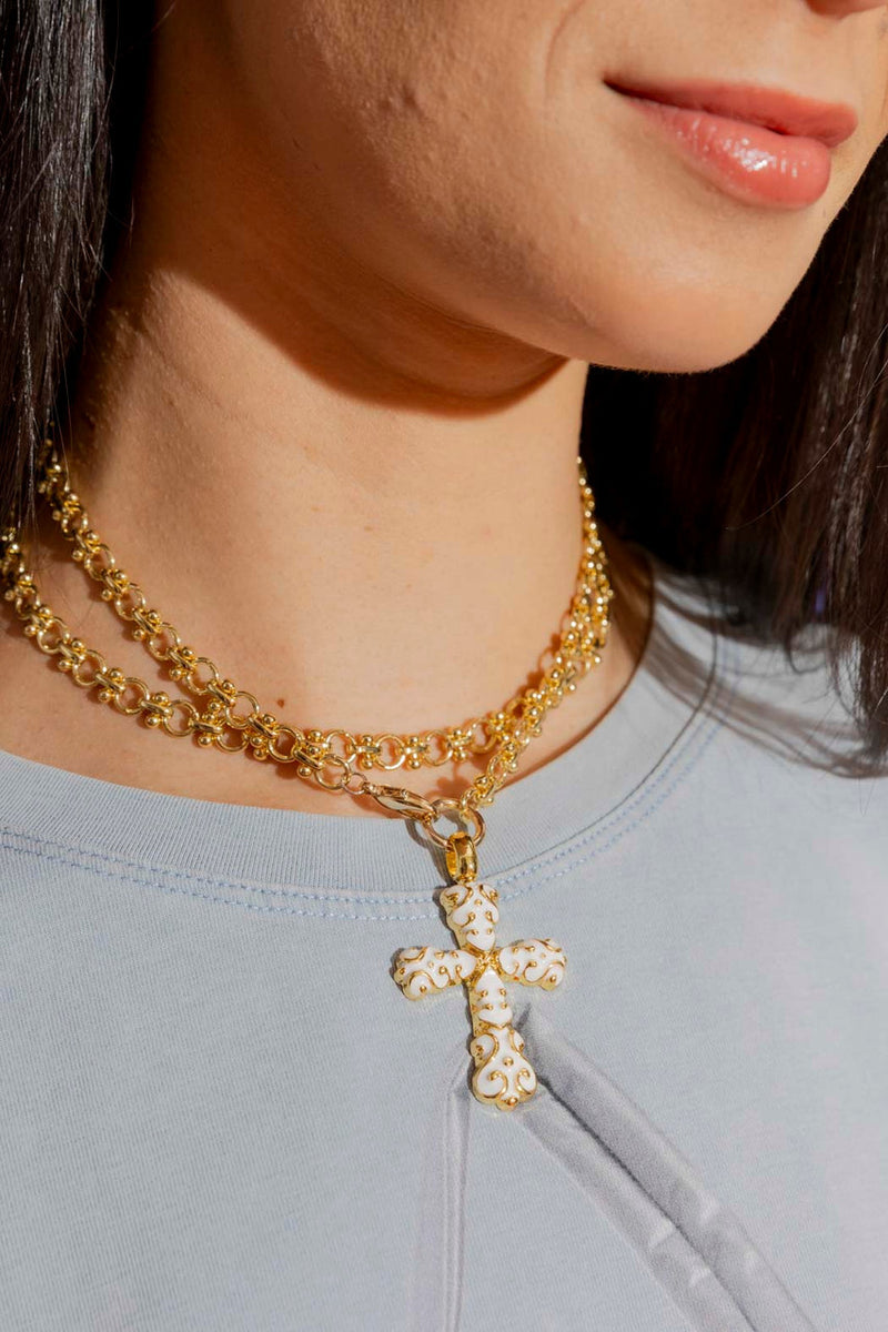Enamel Filigree Cross Necklace S