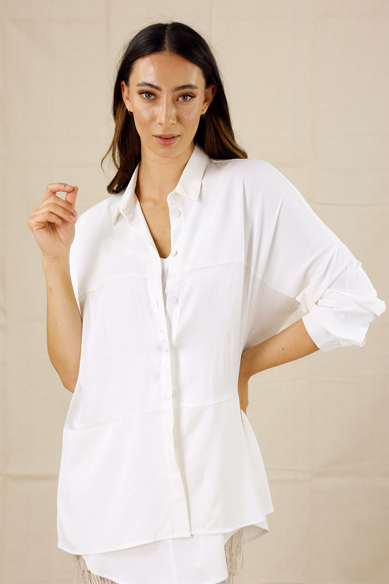 Ivory Soft Touch Splice Shirt - SALE