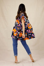 Neon Floral Seta Tiered Top - SALE