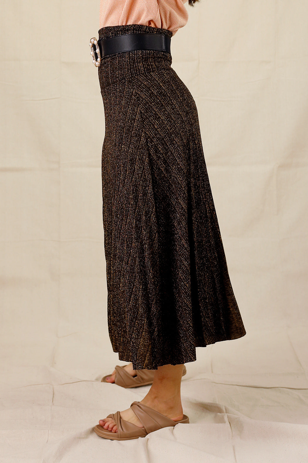 Gold Lurex Pleat Skirt - SALE