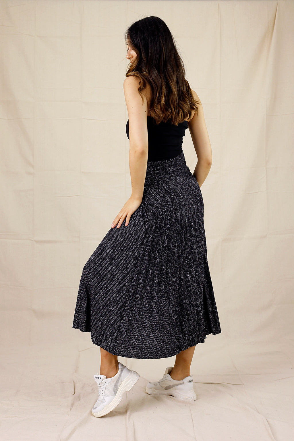 Silver Lurex Pleat Skirt - SALE