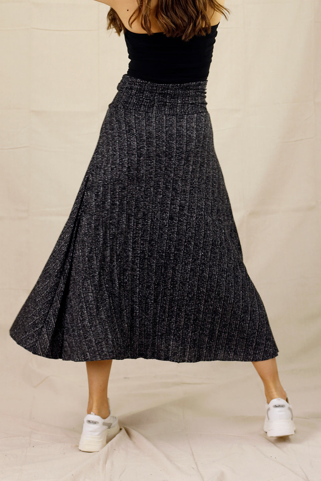 Silver Lurex Pleat Skirt - SALE