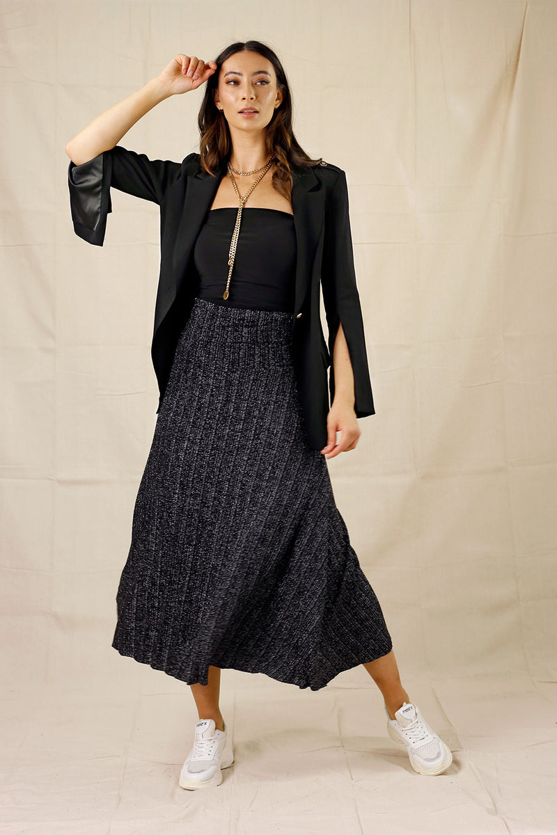 Silver Lurex Pleat Skirt - SALE