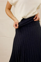 Black Lurex Pleat Skirt - SALE