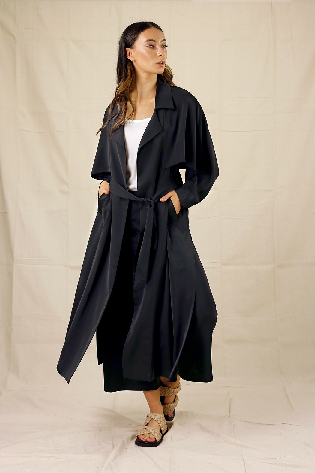 Black Soft Touch Trench - SALE