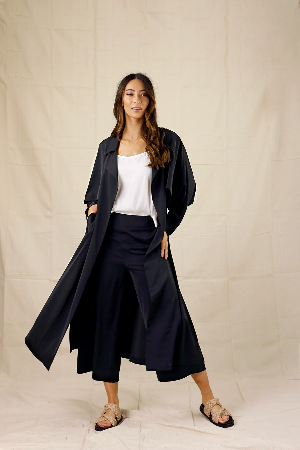 Black Soft Touch Trench - SALE