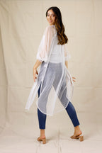 White Pinspot Mesh Maxi Shirt - SALE