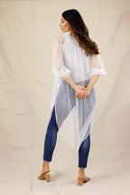White Pinspot Mesh Maxi Shirt - SALE