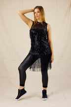 Black Sequin Fringe Cami - SALE