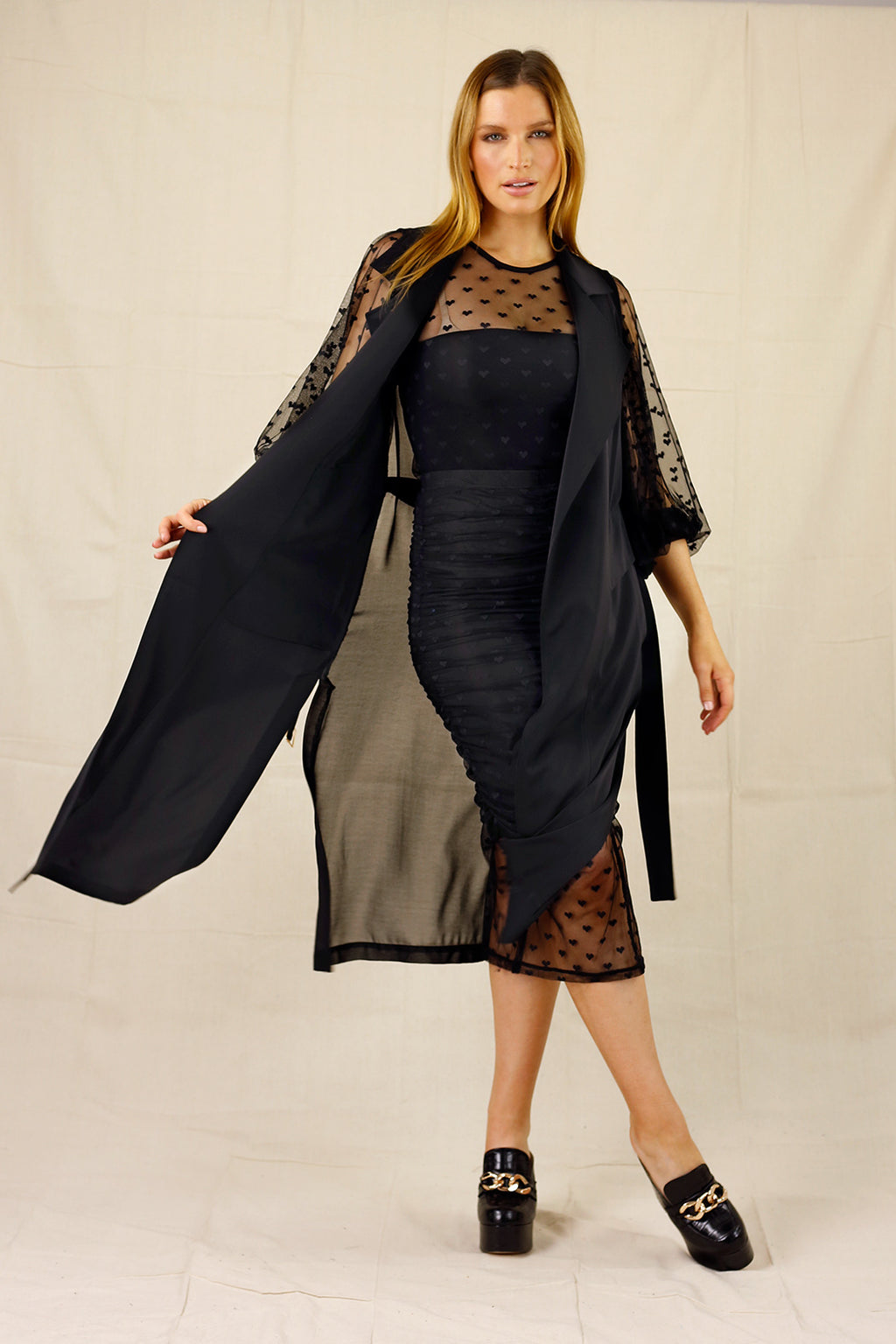 Hearts Ruched Mesh Skirt - FINAL SALE