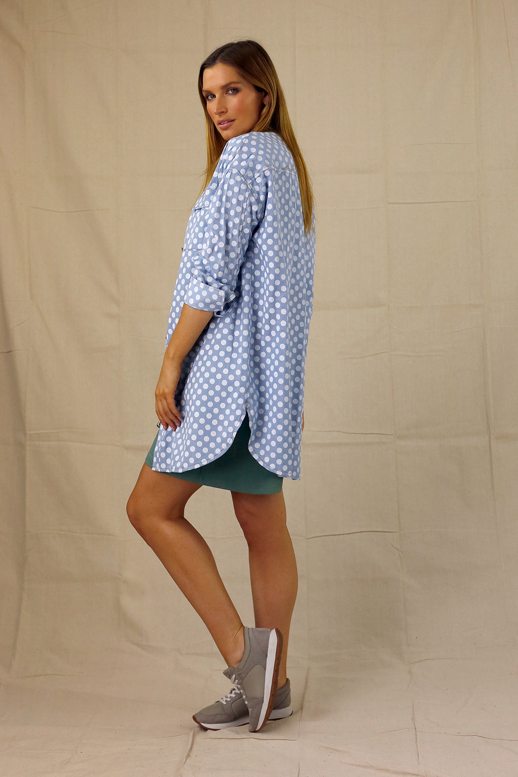 White Spot Chambray Shacket - SALE