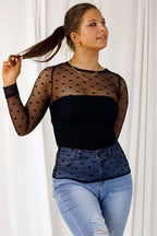 Black Spot Cool Mesh Top - SALE