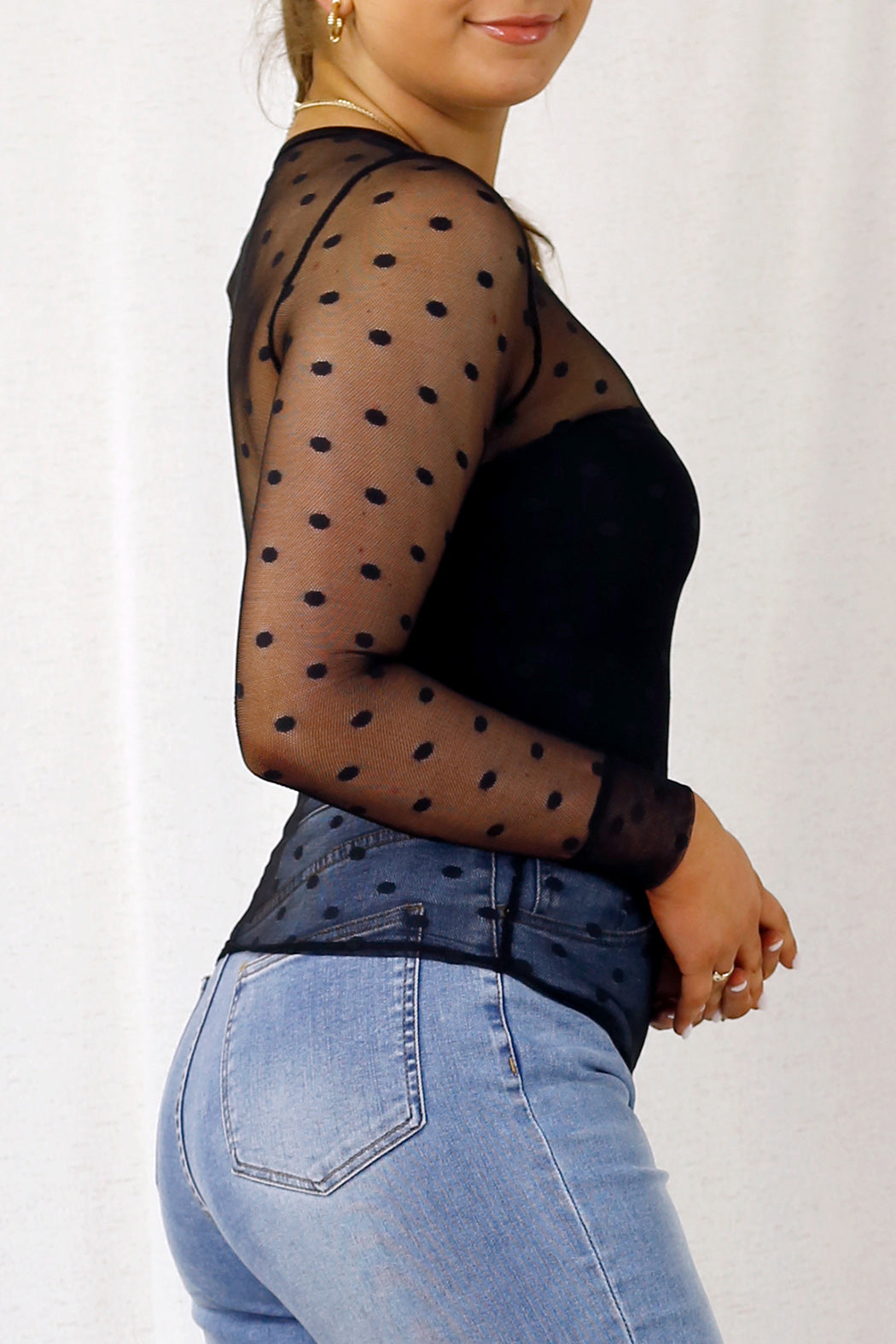 Black Spot Cool Mesh Top - SALE