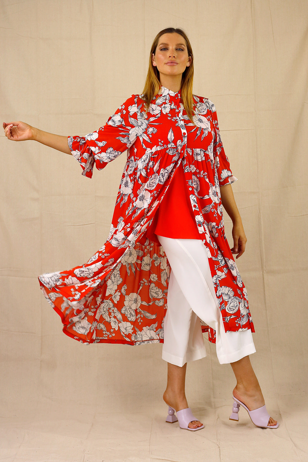 Orange Floral Nano Shirt Dress - SALE