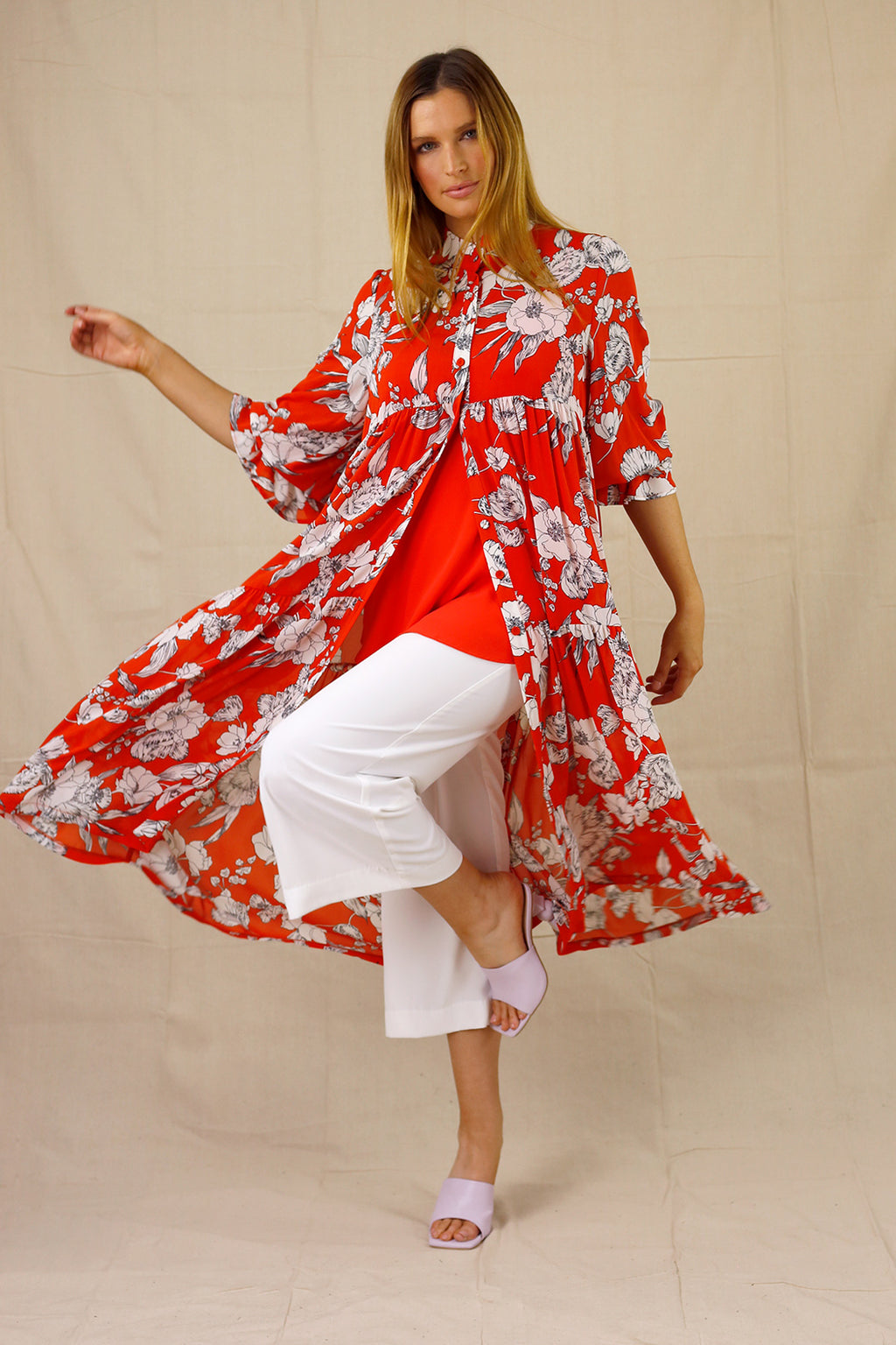 Orange Floral Nano Shirt Dress - SALE