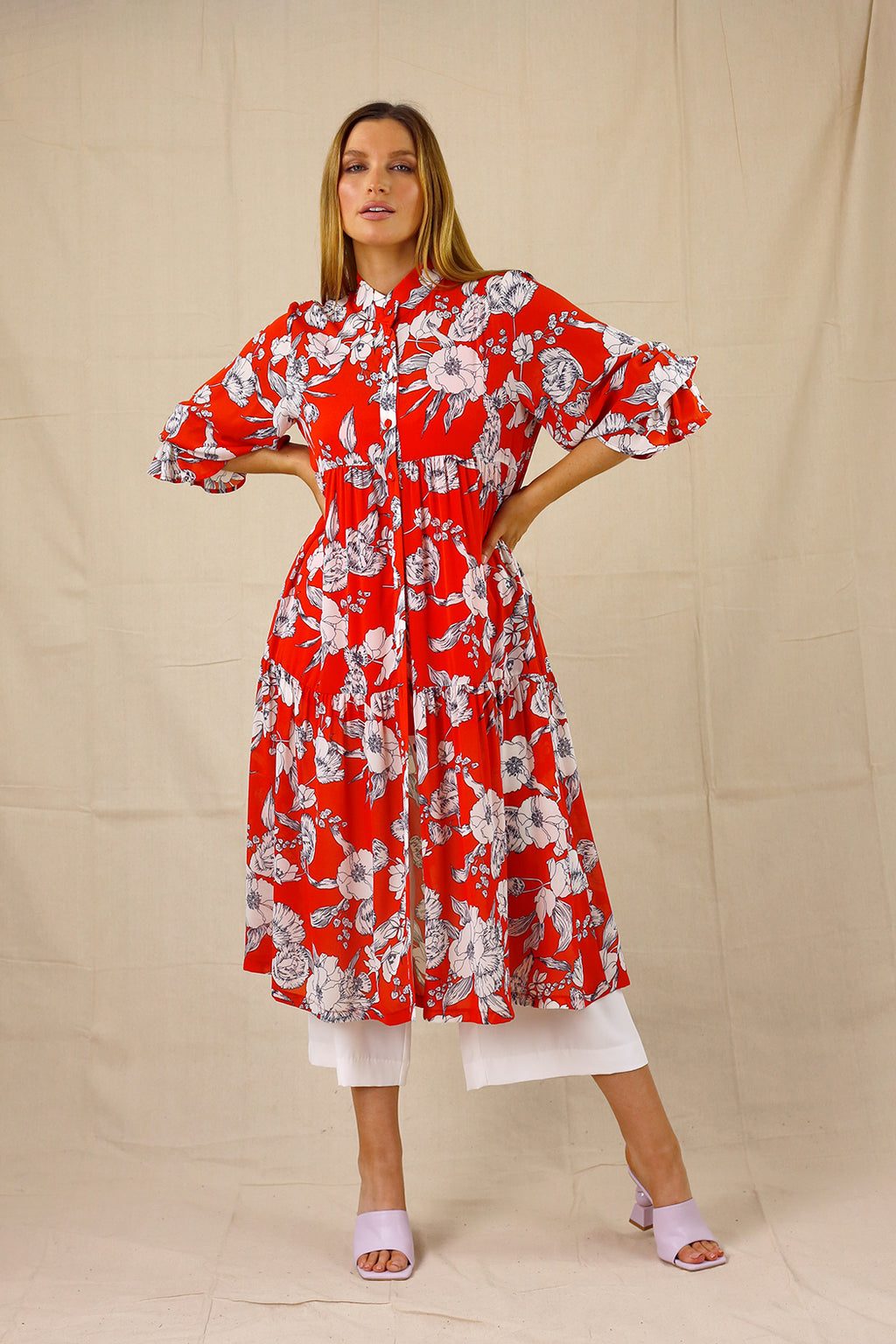 Orange Floral Nano Shirt Dress - SALE