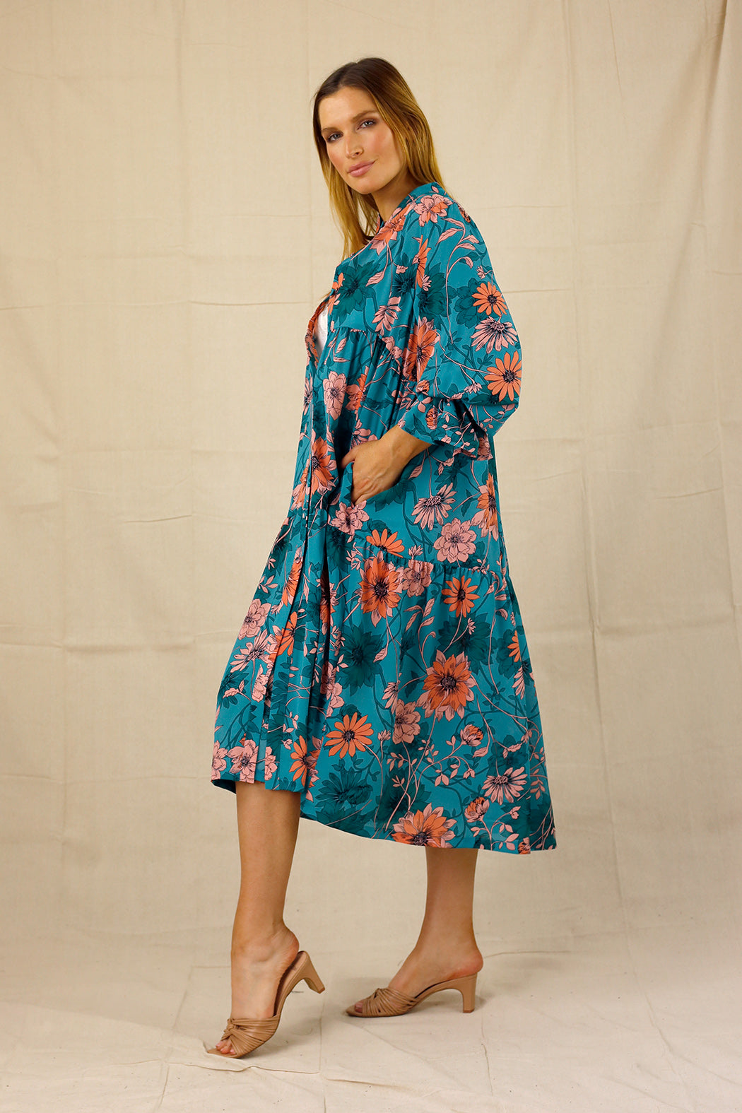 Green Floral Nano Shirt Dress - SALE
