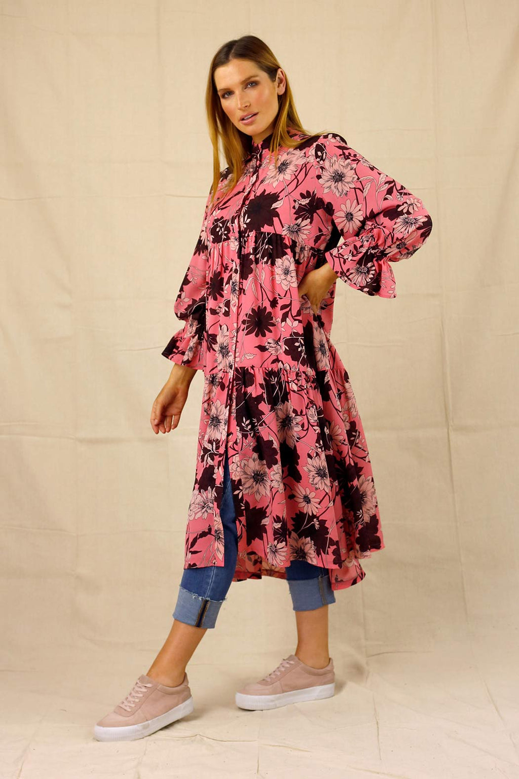 Pink Floral Nano Shirt Dress - SALE