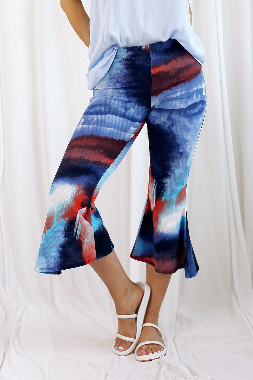 Ocean Print Crop Flare Pant - SALE