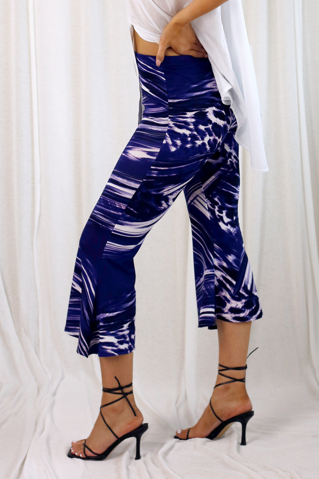 Purple Print Crop Flare Pant - SALE
