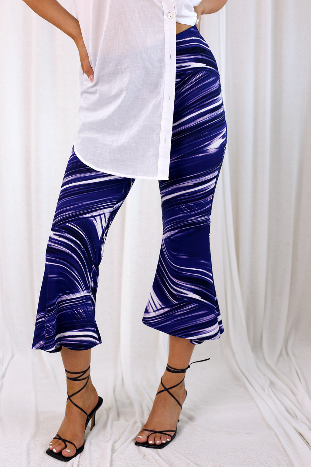 Purple Print Crop Flare Pant - SALE