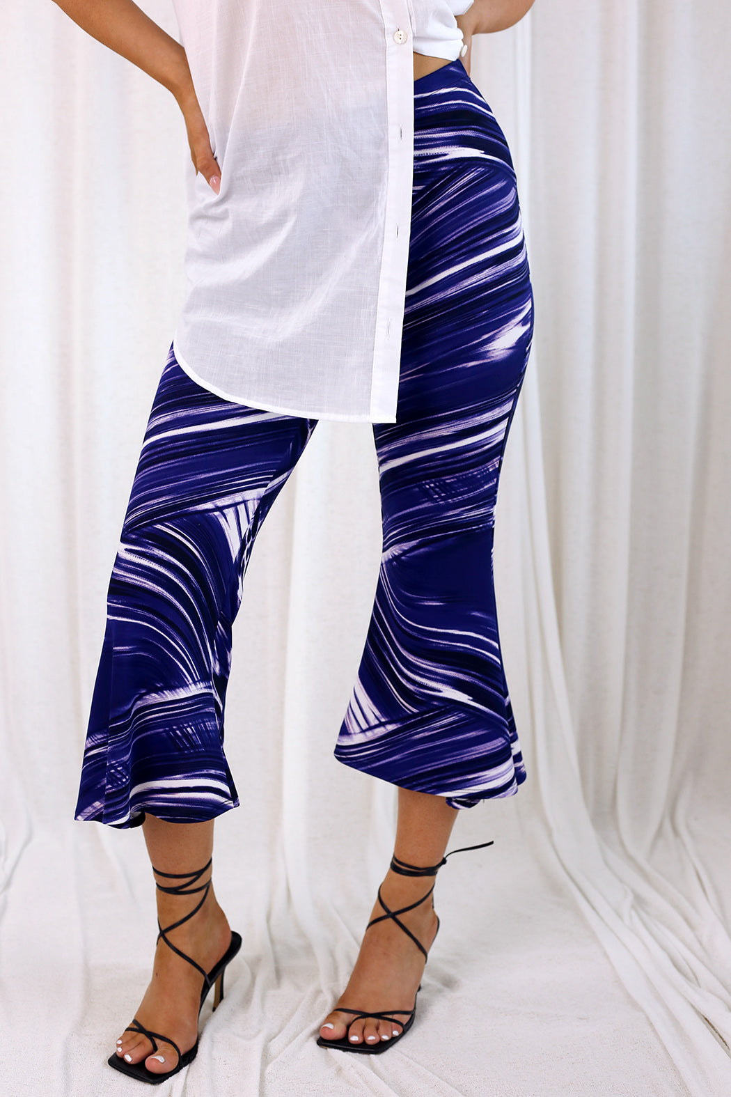 Purple Print Crop Flare Pant - SALE