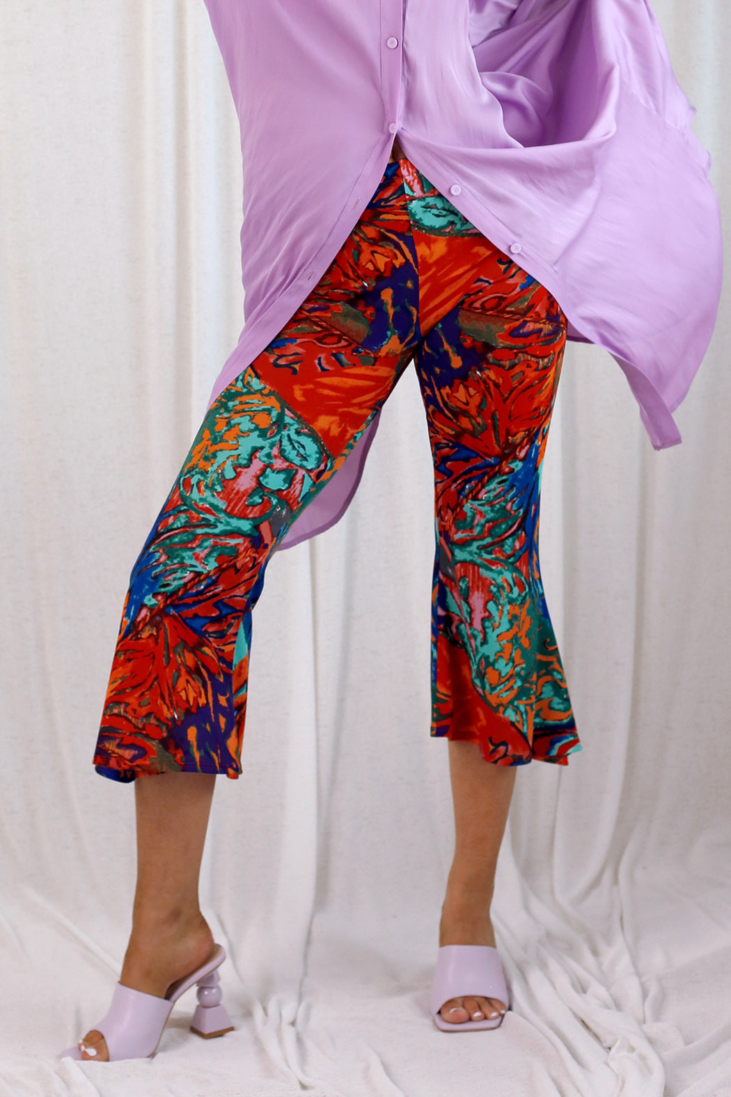 Orange Print Crop Flare Pant - SALE