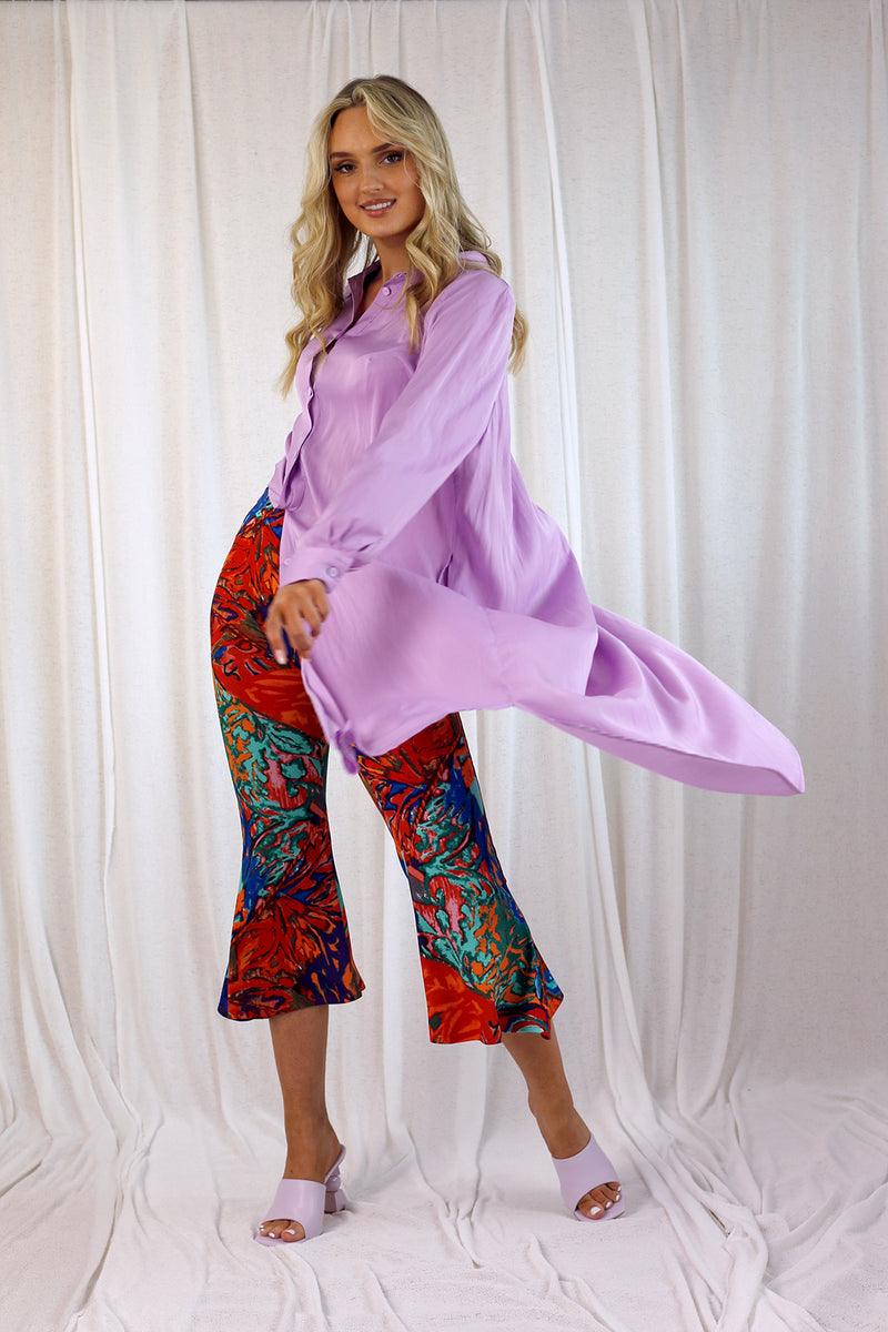 Orange Print Crop Flare Pant - SALE