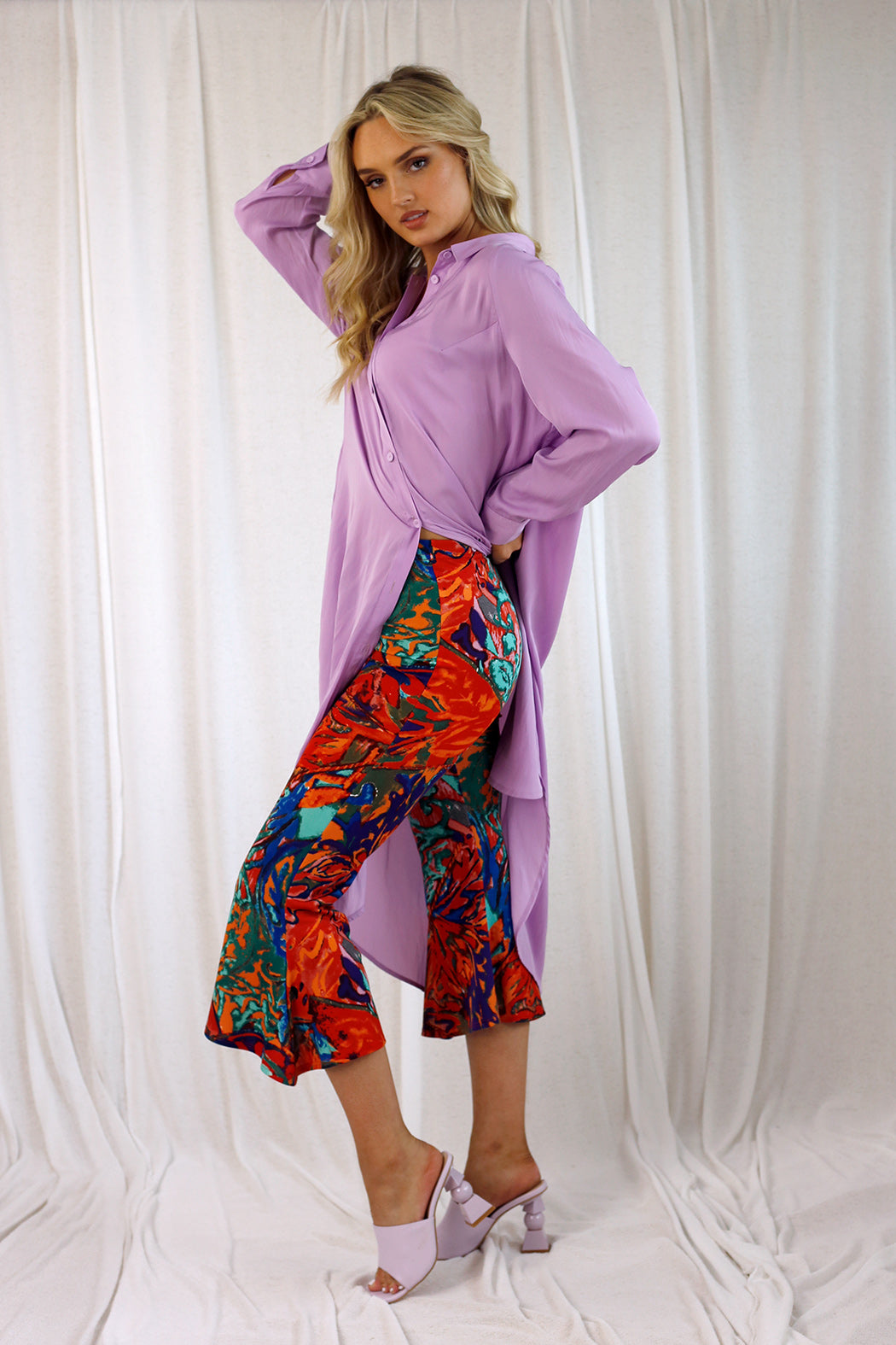 Orange Print Crop Flare Pant - SALE