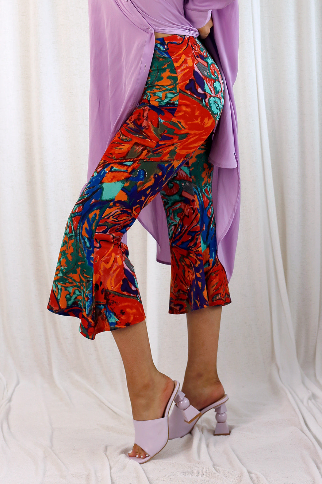 Orange Print Crop Flare Pant - SALE