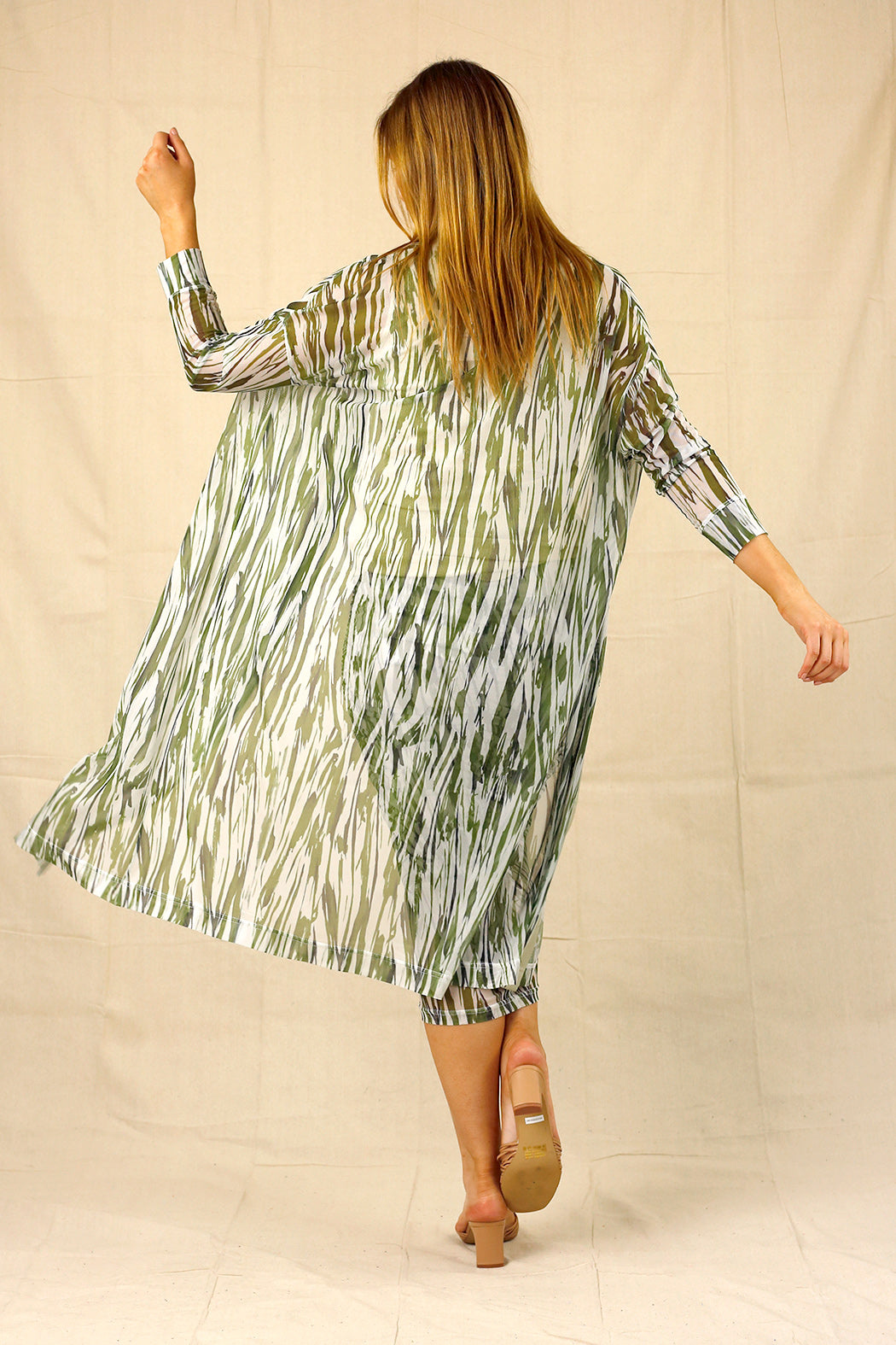 Green Mesh Maxi Cardi - SALE