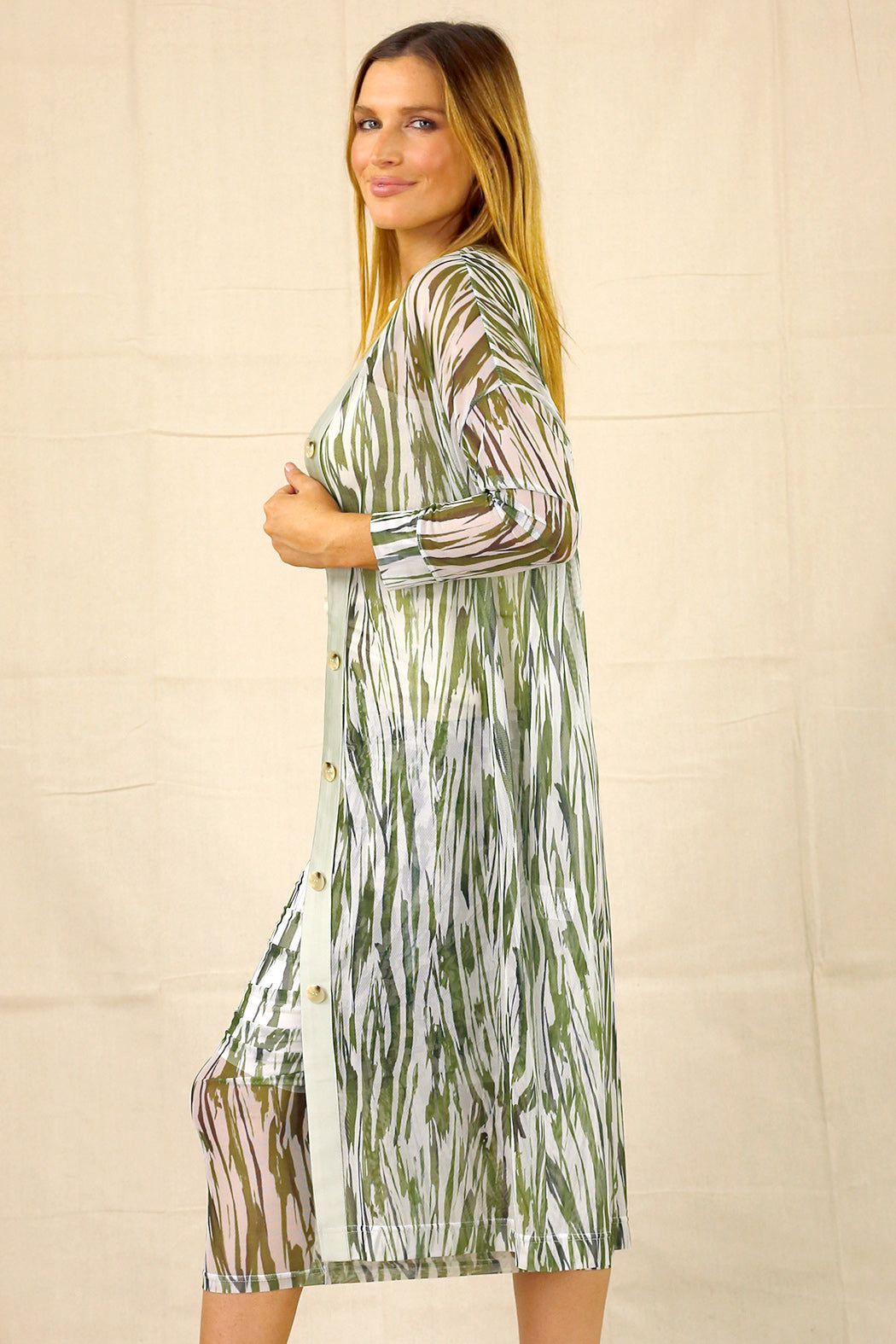 Green Mesh Maxi Cardi - SALE