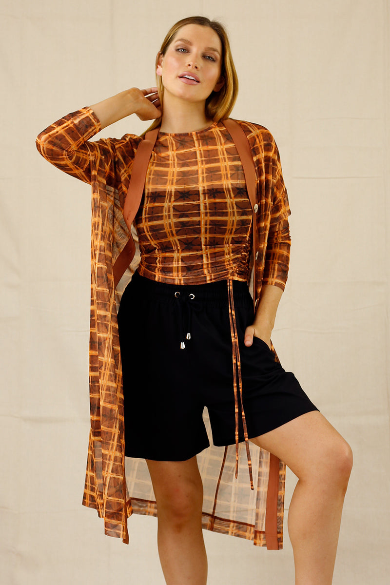 Orange Mesh Maxi Cardi - SALE