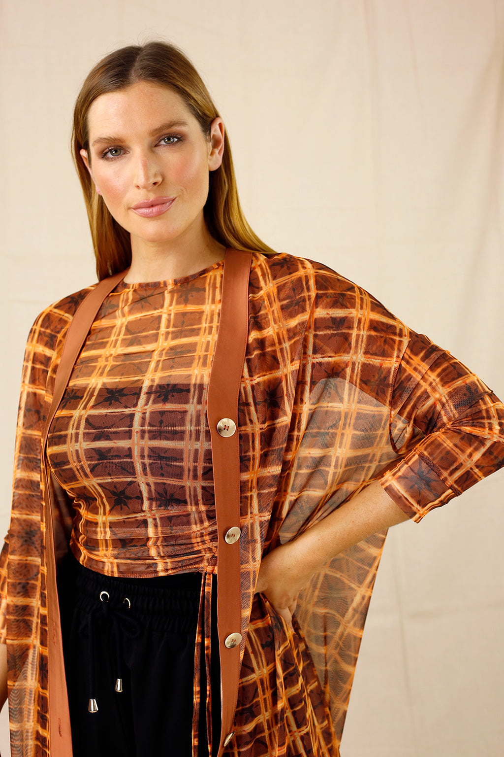 Orange Mesh Maxi Cardi - SALE