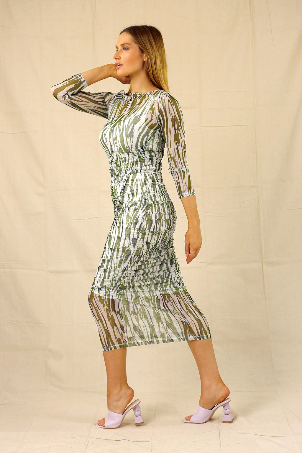 Green Ruched Mesh Skirt - SALE