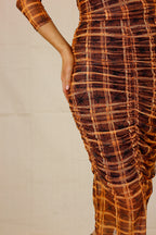 Orange Ruched Mesh Skirt - SALE