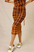 Orange Ruched Mesh Skirt - SALE