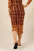 Orange Ruched Mesh Skirt - SALE