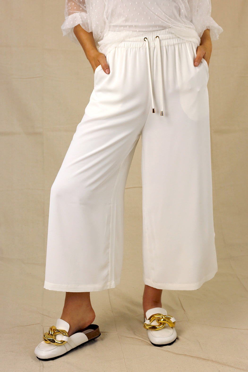 Ivory Soft Touch Split Culotte - FINAL SALE