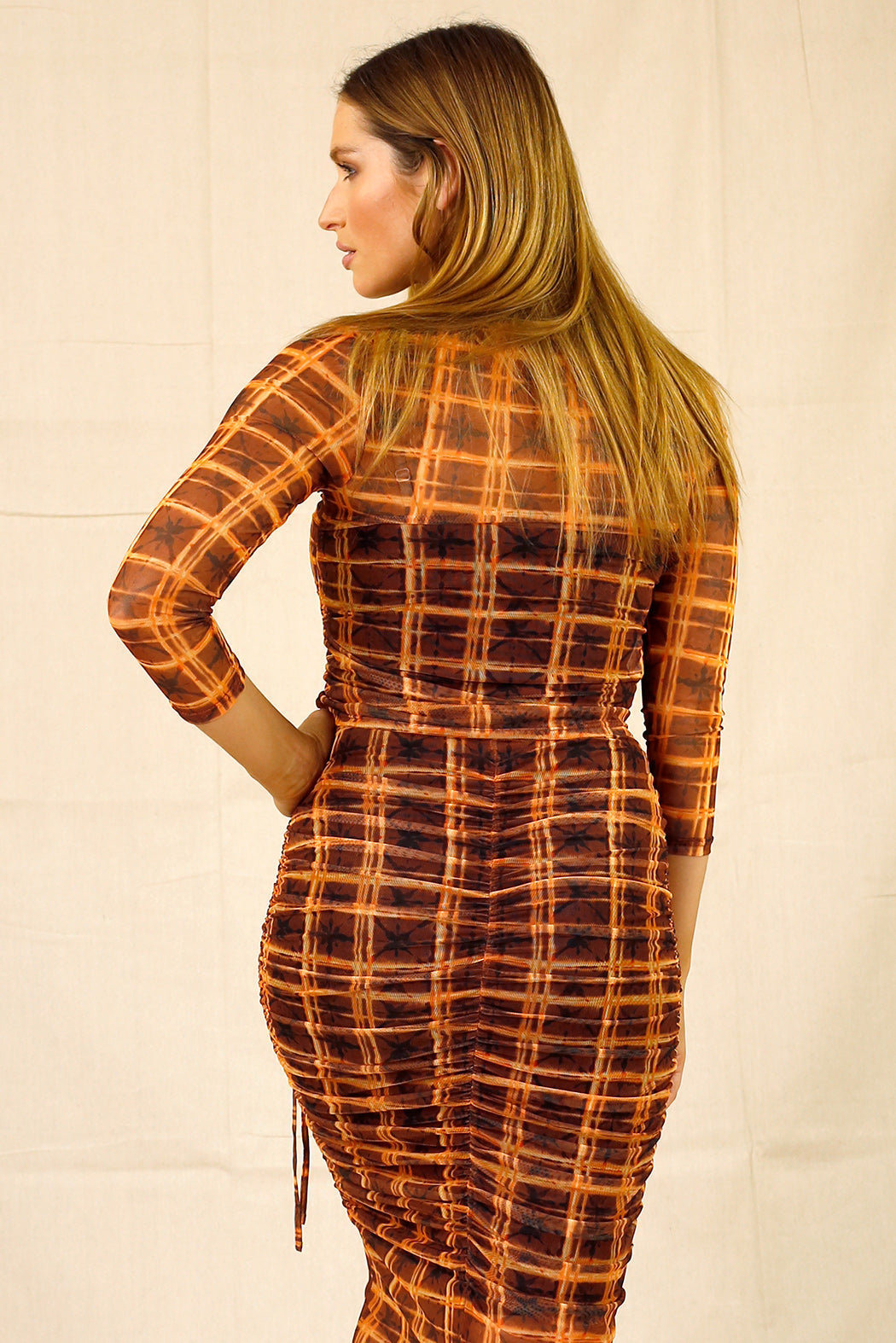 Orange Mesh Drawstring Top - SALE