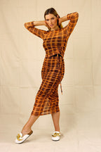 Orange Mesh Drawstring Top - SALE