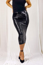 Black Sequin Tube Skirt - SALE