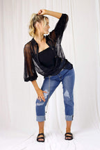 Glitter Stripe Mesh Ella Shirt