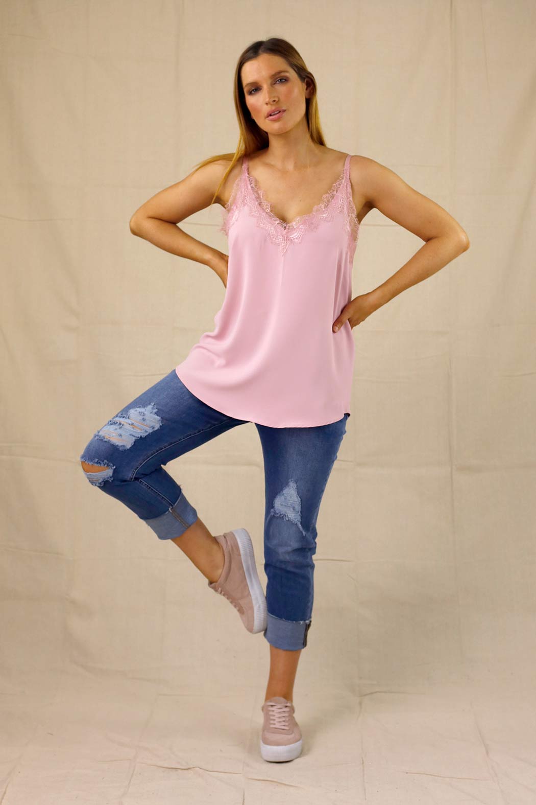 Soft Pink Soft Touch Lace Cami - SALE