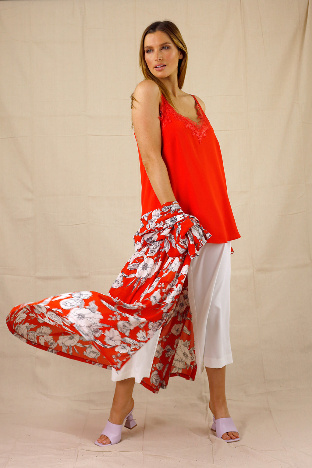 Orange Soft Touch Lace Cami - SALE