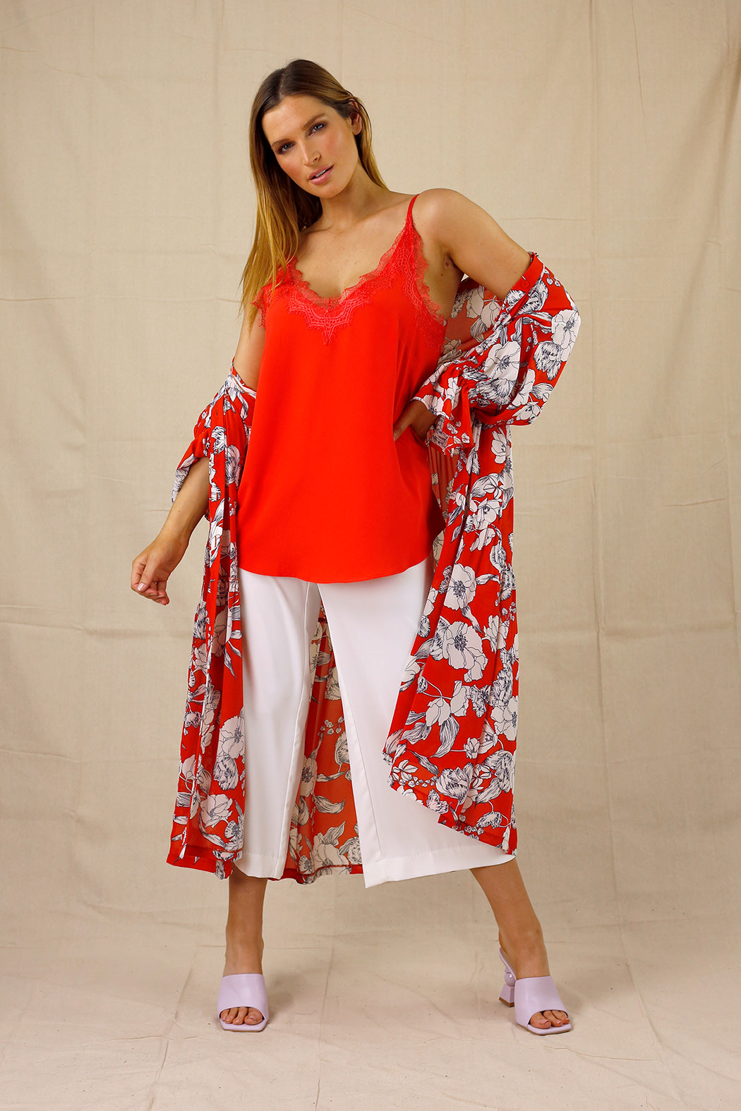 Orange Soft Touch Lace Cami - SALE