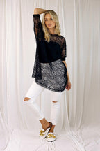 Open Lace Tunic- Black - SALE